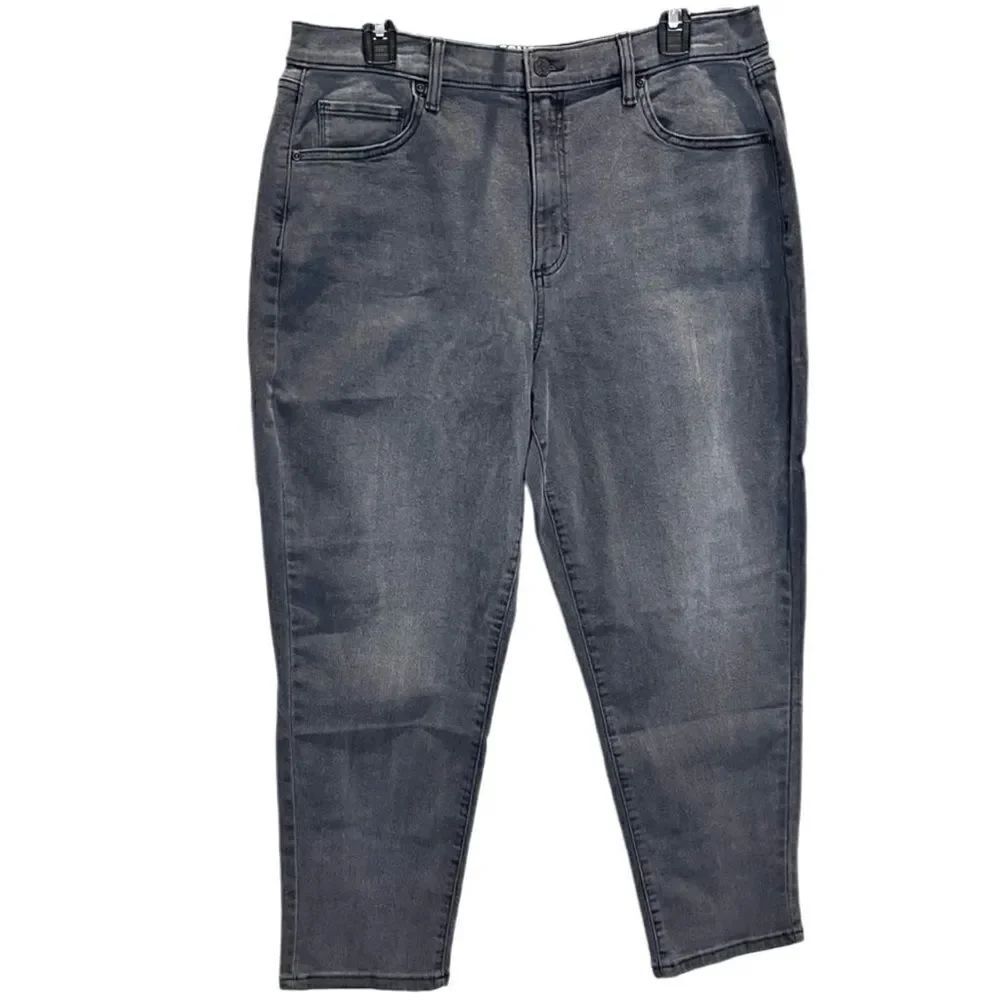 NWT Sonoma mom jeans ultra high rise baggy grey denim size 12